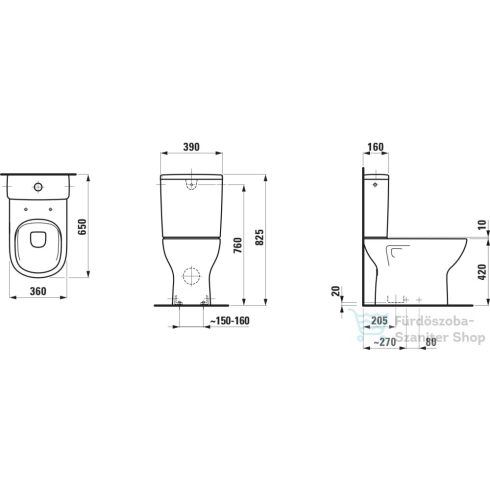 Laufen Lua perem nélküli alsó kifolyású monoblokkos wc tartály és ülőke nélkül,LCC bevonattal,H8240874000001
