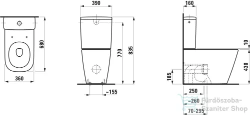 Laufen MEDA perem nélküli,mélyöblítésű monoblokkos wc LCC bevonattal,tartály és ülőke nélkül,fehér H8241114000001