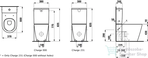 Laufen Kartell By Laufen álló kombi-WC, perem nélküli, mélyöblítésű H8243370000001 ( 824337 )