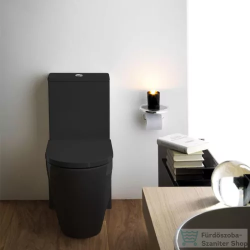 Laufen Kartell By Laufen perem nélküli mélyöblítésű álló kombi WC (tartály,ülőke nélkül),fényes fekete H8243370200001