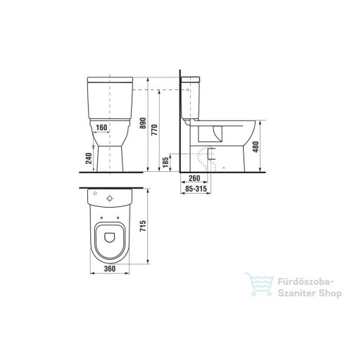Jika MIO monoblokkos wc, tartály és tető nélkül, fehér H8247160000001
