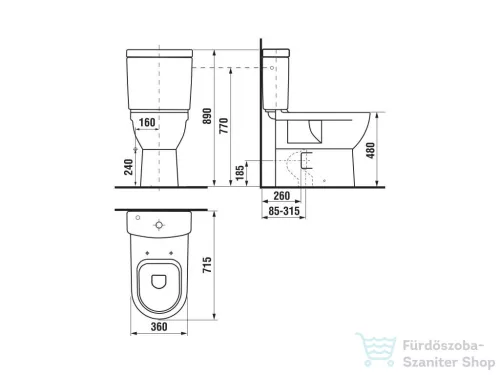 Jika MIO monoblokkos wc, tartály és tető nélkül, fehér H8247160000001