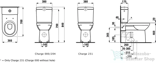 Laufen Pro mélyöblítésű álló kombi-WC LCC Active bevonattal,vario lefolyós magasított kivitel,fehér H824955A000001
