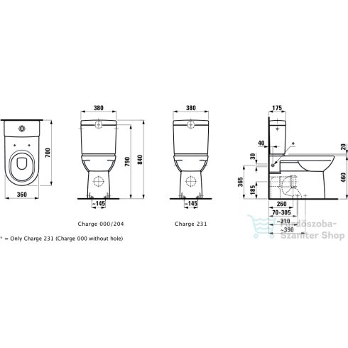 Laufen Pro mélyöblítésű álló kombi-WC oldalsó vízbevezetéssel,vario lefolyós magasított kivitel,LCC Active bevonattal,fehér H824955A002311