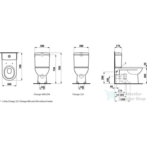 Laufen Pro álló kombi-WC, mélyöblítésű, vario lefolyó H8249580000001 ( 824958 )