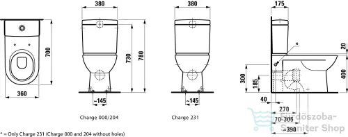 Laufen Pro álló kombi-WC, mélyöblítésű, vario lefolyó H8249580000001 ( 824958 )