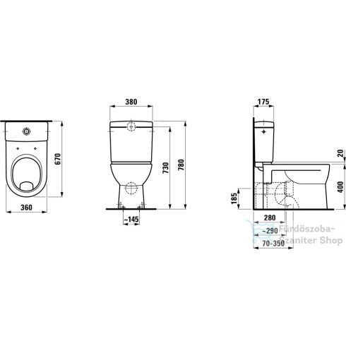 Laufen Pro síköblítésű kombi-WC,vario lefolyós,LCC bevonattal,fehér H8249594000001