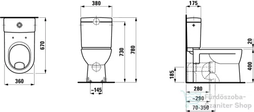 Laufen Pro síköblítésű kombi-WC,vario lefolyós,LCC bevonattal,fehér H8249594000001
