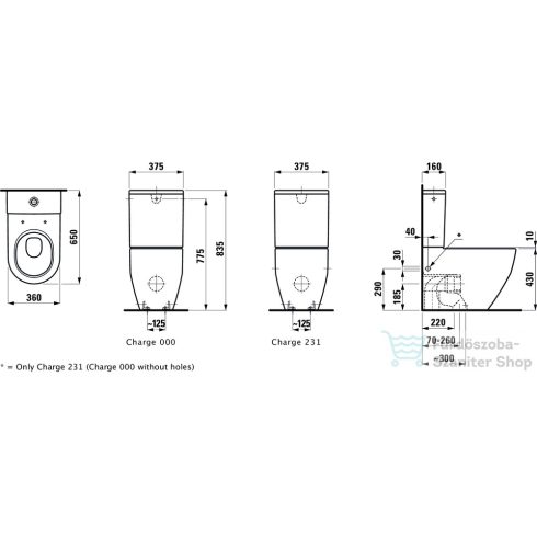 Laufen Pro álló kombi WC, mélyöblítésű, Vario lefolyós H8259520000001 ( 825952 )