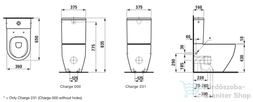 Laufen Pro mélyöblítésű rimless kombi WC,vario lefolyós,LCC bevonattal,fehér H8259624000001