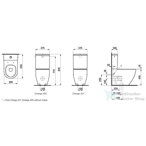 Laufen Pro mélyöblítésű rimless kombi WC,vario lefolyós,LCC Active bevonattal,fehér H825962A000001