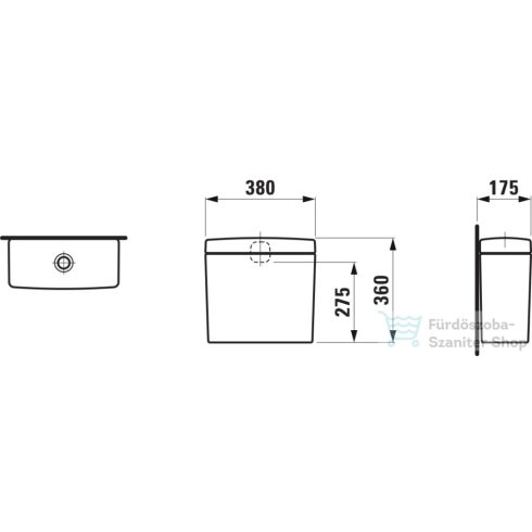 Laufen Pro öblítő tartály hátsó középső bekötéssel,fehér H8269510009711