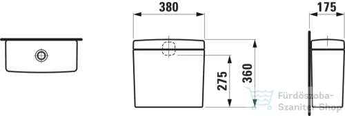 Laufen Pro öblítő tartály hátsó középső bekötéssel,fehér H8269510009711