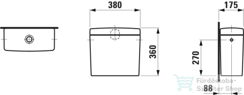 Laufen Pro öblítő tartály jobb,vagy bal oldali bekötéssel,LCC Active mázzal,fehér H826952A009721