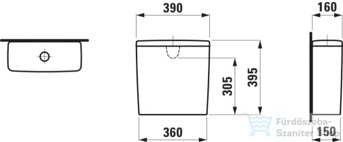Laufen Lua monoblokkos wc tartály 5/3L,vízbekötés hátul középen,matt fehér H8270817579711