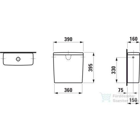 Laufen Lua monoblokkos wc tartály,5/3L,vízbekötés jobb,vagy bal oldalon,matt grafit H8270827589721