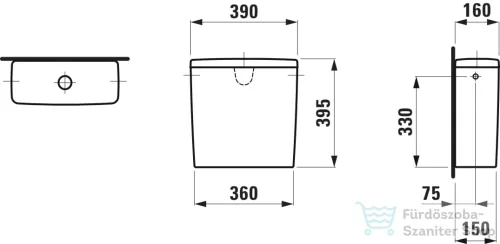 Laufen Lua monoblokkos wc tartály,5/3L,vízbekötés jobb,vagy bal oldalon,matt grafit H8270827589721