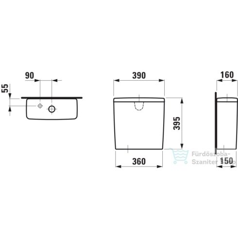 Laufen Lua monoblokkos wc tartály 5/3L,vízbekötés alul bal oldalon,matt grafit H8270837589731