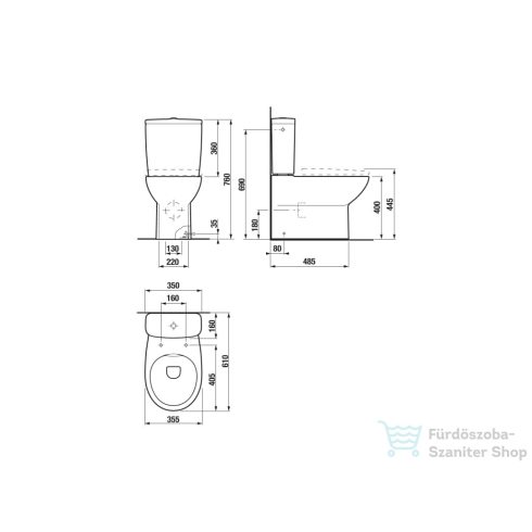 Jika ZETA monoblokkos wc tartály oldalsó bekötéssel, fehér H828Z920007621