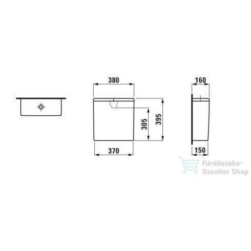 Laufen Kartell By Laufen öblítő tartály hátsó bekötéssel,fényes fekete H8293310209711
