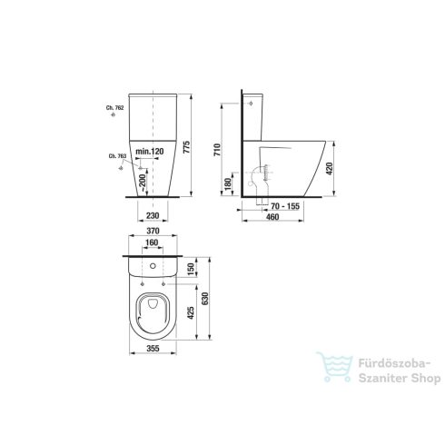 Jika CUBITO STYLE monoblokkos wc tartály oldalsó bekötéssel, fehér H8294220007621