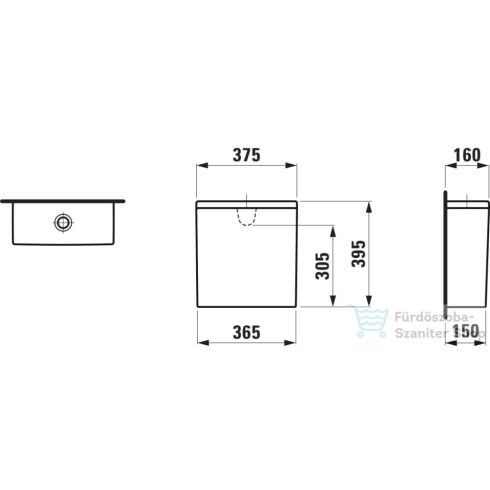 Laufen Pro öblítő tartály hátsó középső bekötéssel,fehér H8299510009711