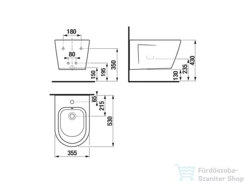 Jika CUBITO STYLE függesztett bidé, fehér H8304200003021