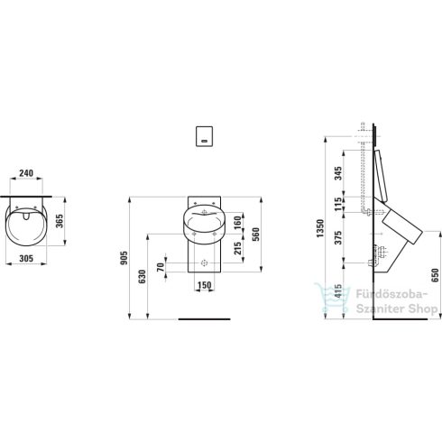 Laufen Val perem nélküli leszívó rendszerű vizelde (tető külön rendelendő),matt fehér H8402817570001