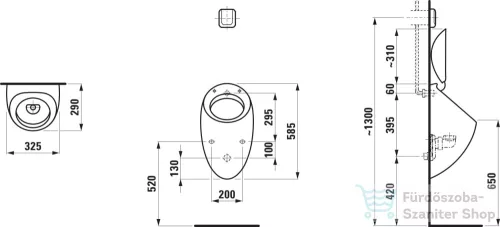 Laufen Ilbagnoalessi leszívó rendszerű vizelde (tető külön rendelendő),matt fekete H8409717160001