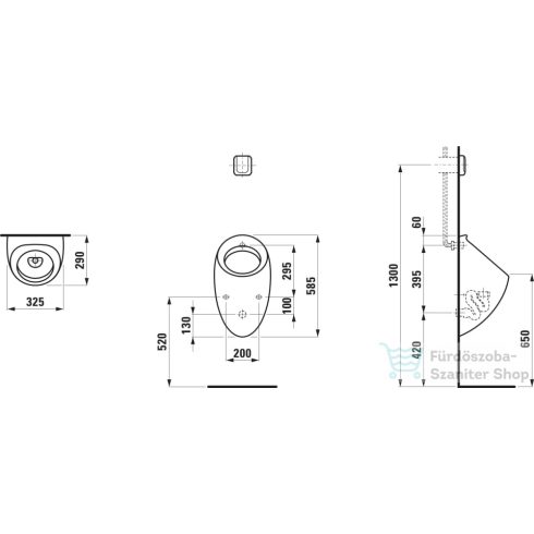Laufen Ilbagnoalessi leszívó rendszerű tető nélküli vizelde,matt fekete H8409757160001