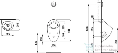 Laufen Ilbagnoalessi leszívó rendszerű tető nélküli vizelde,matt fekete H8409757160001