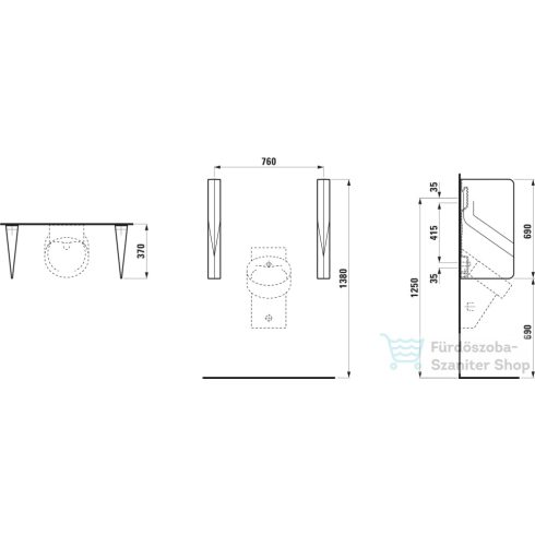 Laufen Val kerámia vizelde válaszfal,fehér H8472800000001