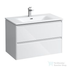   Laufen Palace Kombi csomag, 80x45 cm-es mosdó 2 fiókos alsószekrénnyel,eloxált alumínium fogantyúval,fényes fehér H8607052611041