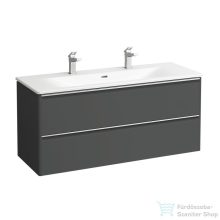   Laufen Palace 120 cm-es 2 csaplyukas mosdó és alsószekrény kombináció 2 fiókkal,eloxált alumínium fogantyúval,traffic grey H8607092661071