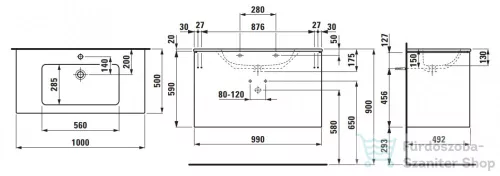 Laufen Pro S 100x50 cm-es 2 fiókos mosdó és alsószekrény kombináció,Sötétbarna szil H8649622631041
