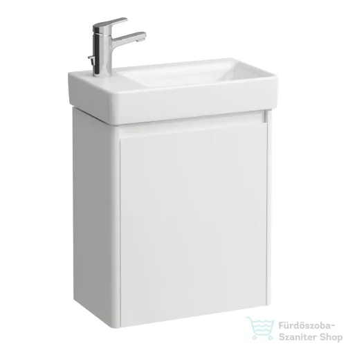 Laufen BASE 2.0 48x28 cm-es 1 ajtós, balos alsószekrény és PRO S mosdó kombináció csaptelep nélkül, fényes fehér H8659652611041