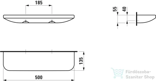 Laufen Lua 50 cm-es kerámia polc LCC bevonattal,fehér H8700814000001