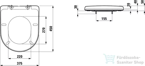 Laufen WC ülőke tetővel, levehető, 820956, 820965 fali WC-khez, Form -hez szintén illeszthető H8939553000001 ( 893955 )