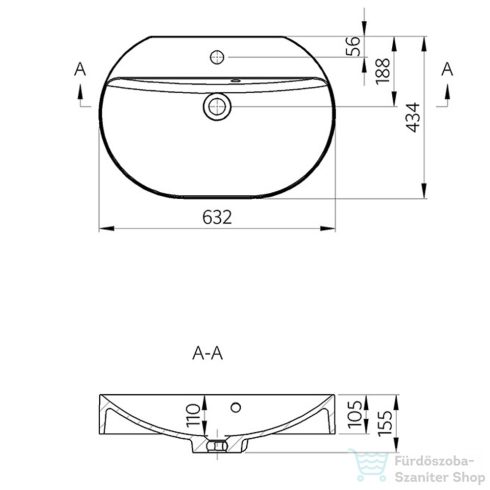 Sapho HELEN öntöttmárvány mosdó 63x43cm HE063