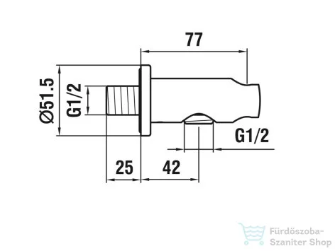 Laufen zuhanytartó zuhanycső csatlakozóval,króm HF504778100000