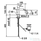 Laufen TWINPLUS SLIM bidé csaptelep húzórudas leeresztő szeleppel, PVD szálhúzott rozsdamentes acél HF505410423000