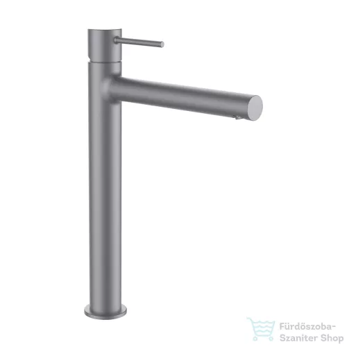Laufen TWINPLUS SLIM magasított mosdó csaptelep, húzórudas lefolyószelep nélkül, PVD szálhúzott rozsdamentes acél HF505419423000