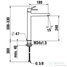 Laufen TWINPLUS SLIM magasított mosdó csaptelep, húzórudas lefolyószelep nélkül, PVD matt halvány arany HF505419462000