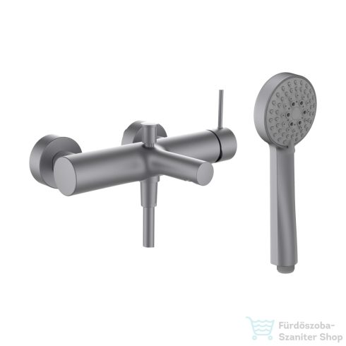 Laufen TWINPLUS SLIM SL kádtöltő csaptelep zuhanyszettel, PVD szálhúzott rozsdamentes acél HF505460423600