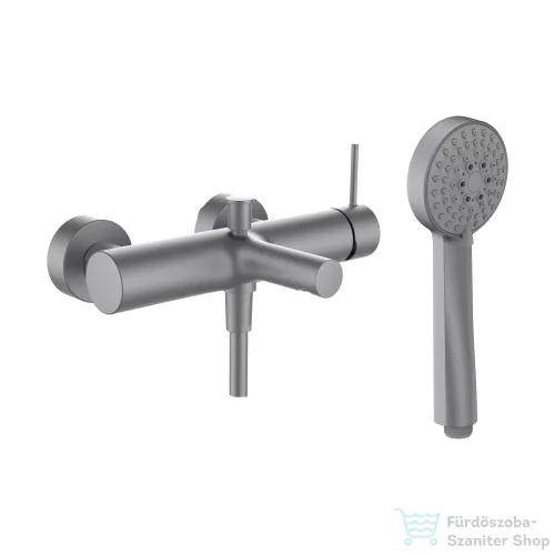 Laufen TWINPLUS SLIM SL kádtöltő csaptelep zuhanyszettel, PVD szálhúzott rozsdamentes acél HF505460423600
