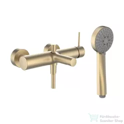   Laufen TWINPLUS SLIM SL kádtöltő csaptelep zuhanyszettel, PVD matt halvány arany HF505460462600