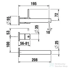 Laufen TWINPLUS SLIM falsík alatti mosdócsaptelep falon kívüli része, 195-mm-es kifolyóval, PVD matt halvány arany HF505470462000