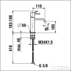 Laufen MEDA egykaros mosdó csaptelep 95 mm, leeresztő nélkül, PVD matt titán fekete HF506602428000