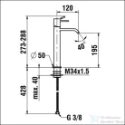 Laufen MEDA magasított mosdó csaptelep, leeresztő nélkül, PVD matt titán fekete HF506614428000