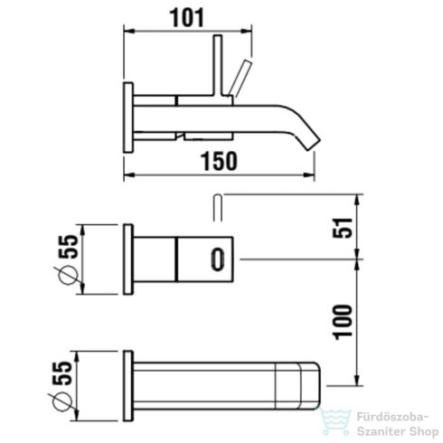 Laufen Meda falsík alatti mosdó csaptelep 15 cm-es kifolyóval,króm HF506622100000